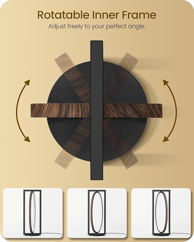 Modern LED Table Lamp, Dimmable Minimalist Bedside Lamp, 3 Color Temperatures, Angle Adjustable, Cute Desk Lamp, Nightstand Lamp for Living Room, Bedroom, Office, Black and Walnut K62TL05