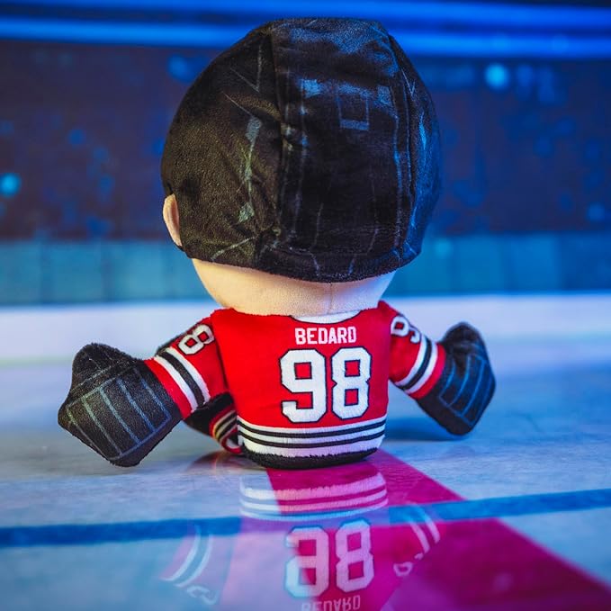 Bleacher Creatures Chicago Blackhawks Connor Bedard 8" NHL Kuricha Sitting Plush - Soft Chibi Inspired NHL Superstar