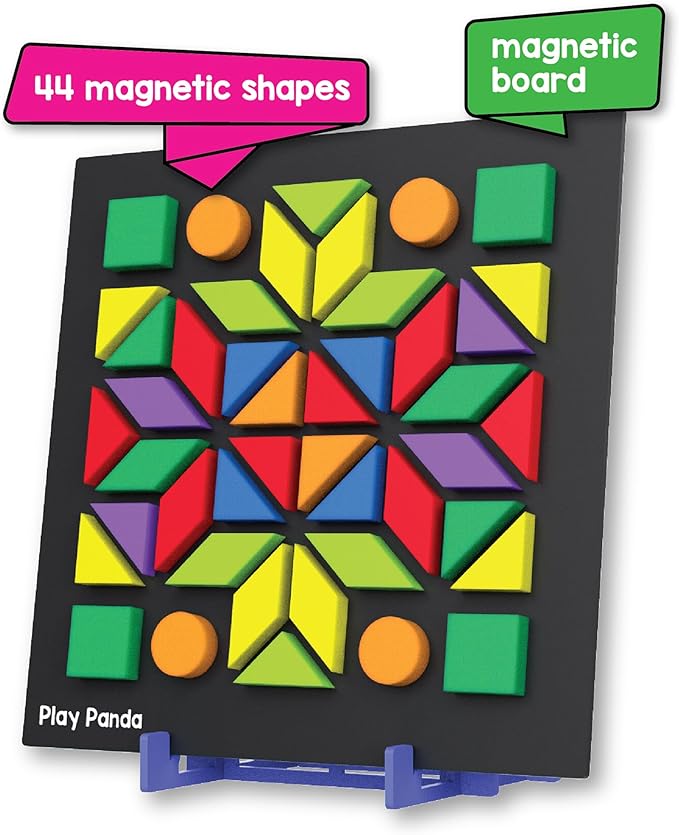 Magnetic Tangram Puzzle Educational Toy| 200 Patterns, 44 Big Magnet Tangram Pieces with Board, Pattern Book & Display Stand | STEM Learning Toys for Toddlers Ages 4 5 6+ Years|Gifts for Girls & Boys