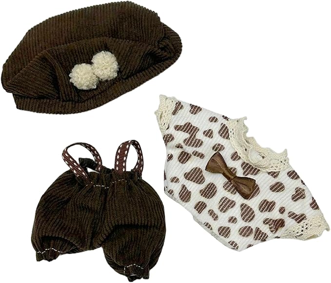 Doll Clothes for 17cm Figures, British Gentleman Suit Set with Beret,Brown