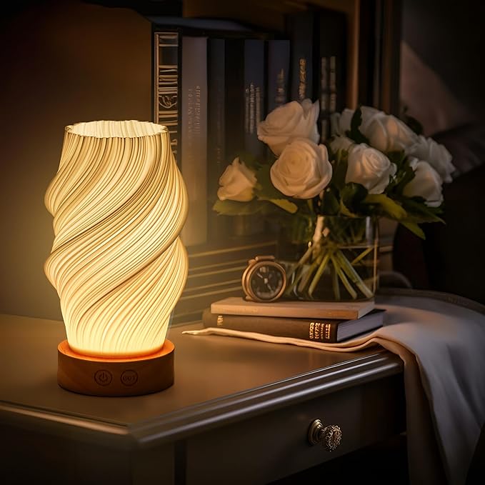 Cordless LED Table Lamp, Battery Operated Portable Desk Lamp, 3 Color & Dimmable, Modern Rechargeable Table Light for Living Room,Bedroom,Bedside, White, 8.6inch