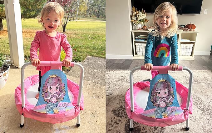 LANGXUN Baby & Toddler Toys, Mini Toddler Trampoline, Birthday Gifts for Baby Toddler Boys & Girls, Toddler Gift Ideas, Indoor Outdoor Trampolines for Kids Ages 6 Months to 4 Years