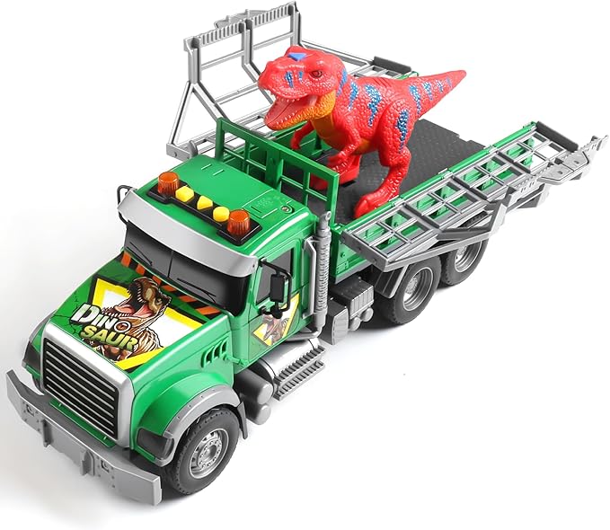 Dwi Dowellin Toy Truck Transport Cars Carrier with Dinosaur for Kids Toddlers,Birthday Gifts for Boy Toddler Child 3 4 5 6 Years Old