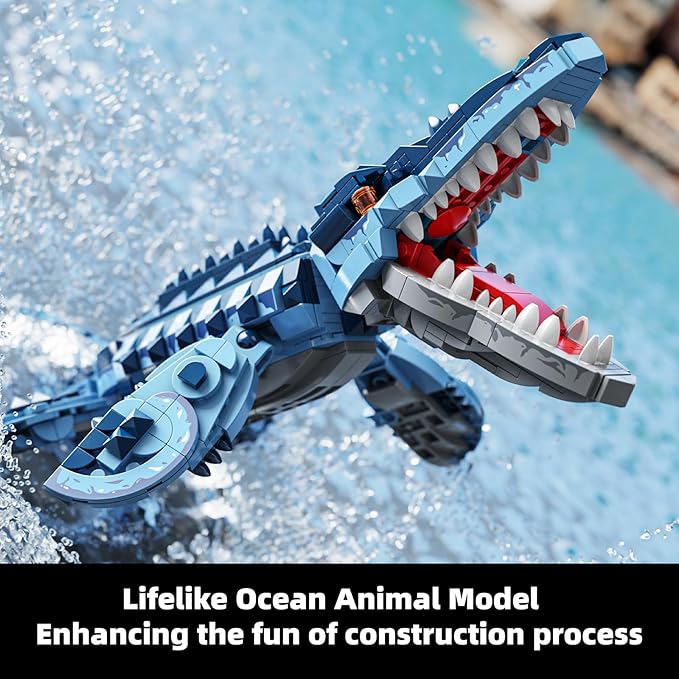 Mosasaurus Dinosaur Building Blocks Set, 805 PCS Dinosaur World Building Toy, Jurassic Ocean Animal Model Collection Toys for Home Decor, Birthday Gift for Adults Boys Age 8-12