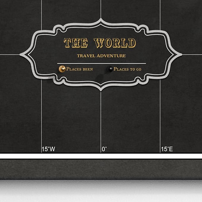 Canvas World Map with Cork Pin Board - English Lettering - Decorative Wall Decoration for All Rooms - Canvas Pictures with World Map Motif (90x60 cm, Pattern 6)