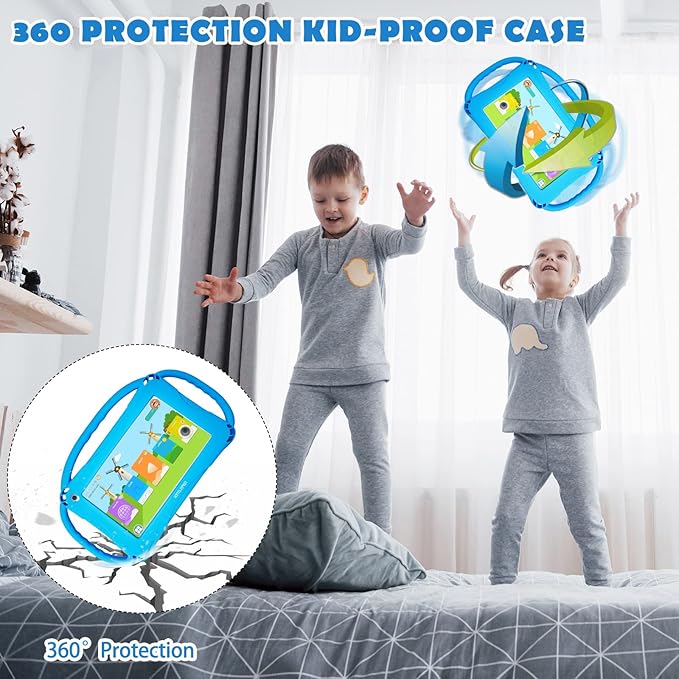 Kids Tablet 7 inch Tablet for Kids 3-7 Toddler Tablets WiFi Android 32GB Kids Tablets Parental Control Kids Learning Tab YouTube Netflix Kid-Proof Case