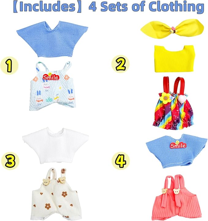 4 Pack—17 cm Doll Clothes Clothes for Doll Cute Accessories for Fashion Dolls Clothing Girl Chic Style Set Elegant Dress Accessories(No Dolls and Shoes) (Set 8)