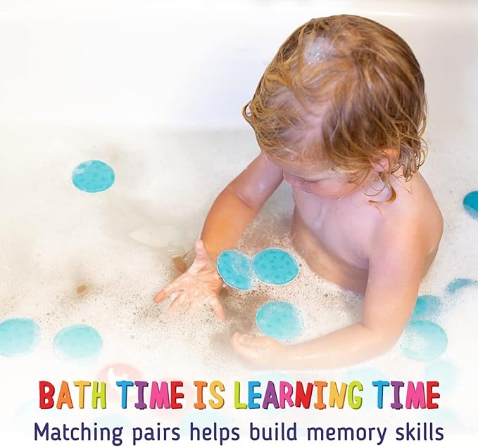 merka Bath Toys Flash Cards - 30-Pack, 2.25-Inch EVA Foam, Multicolor - Baby Bath Toys & Memory Matching Game & Bathtub Flash Cards