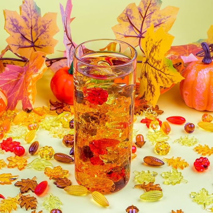 260PCS Fall Vase Filler – Autumn Sensory Bin Items with Acorns, Pumpkins, Corn, and Fall Leaves, Mini Fall Decor for Fall Centerpieces, Bowl Fillers, Crafts, and Table Decor
