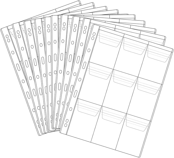 9 Pocket Coin Pages, 10 Sheets Plastic Coin Holders Stamp Collector Supplies for Coin Stamp Currency Collection