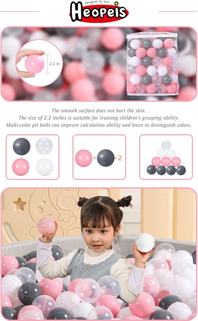 Ball Pit Balls Pack of 100 200 500 - Star and Round Set BPA Free Phthalate Free Non-Toxic Crush Proof Play Balls Soft Plastic Balls for Toddlers Baby Kids Birthday Pool Tent Party
