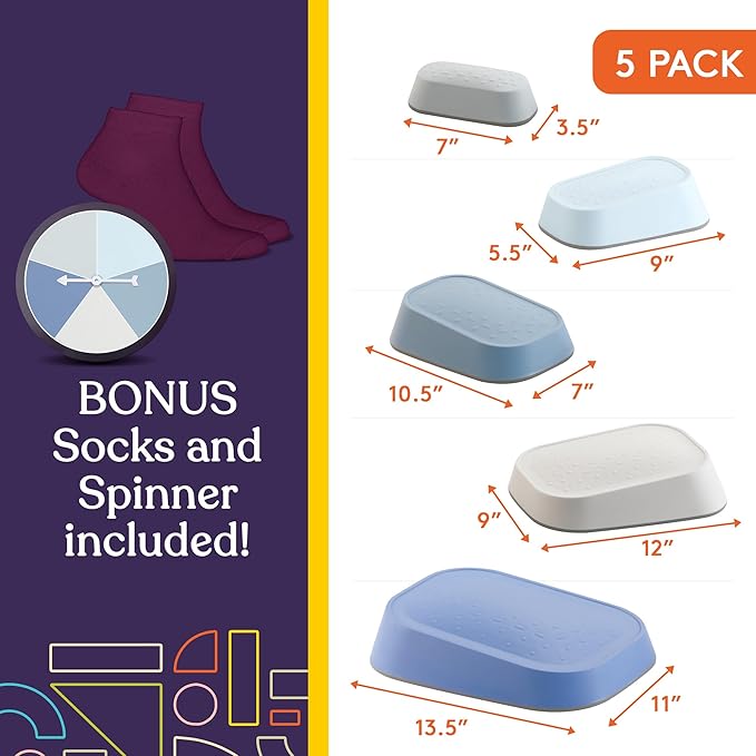 Special Supplies Set of 5 Stepping Stones for Kids Indoor and Outdoor Balance Blocks Promote Coordination, Balance Strength Child Safe Rubber, Non-Slip Edging (Ocean)