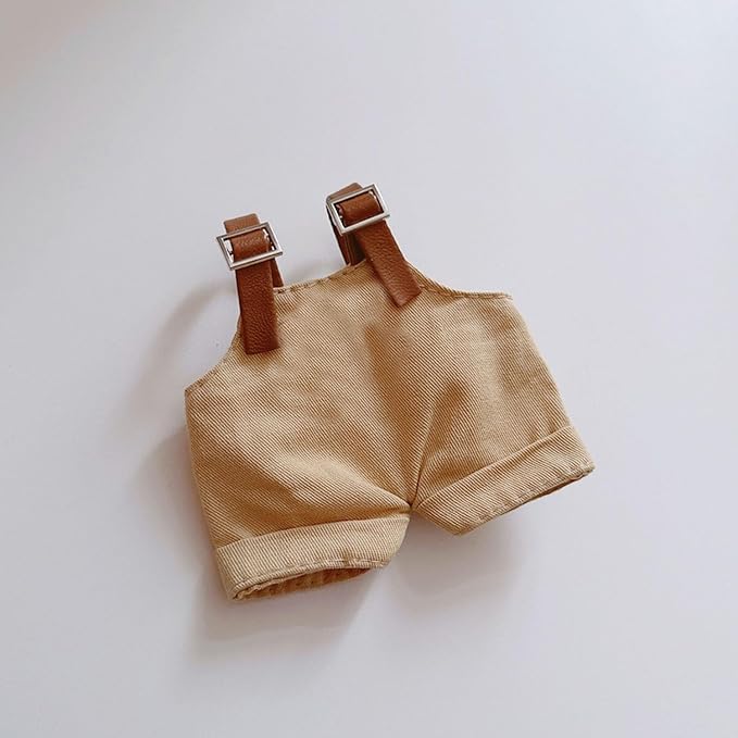 17cm Clothes Set(NO Doll), Hat & Overalls Set for 17cm Accessories Suit,Cute Stylish Clothing Suit for Doll Dress up (Khaki)