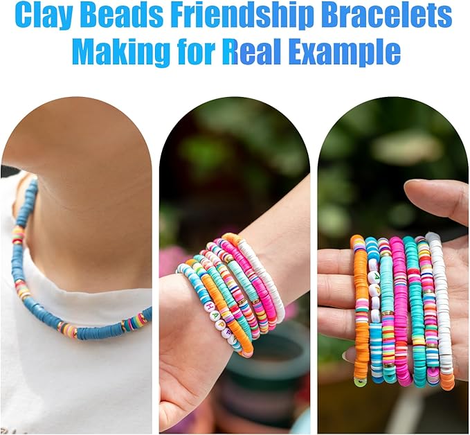 Ybxjges Clay Beads Bracelet Making Kit, 3800Pcs Polymer Flat Beads for Jewelry Making Heishi Beads for Friendship Bracelet Kit with Charm Kit for DIY Crafts Gifts for Girls Age 6-12