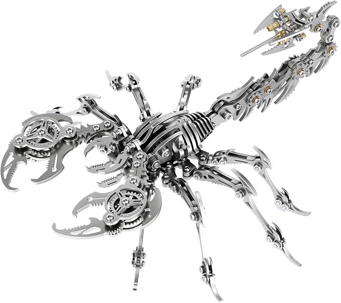 3D Metal Scorpion Puzzle - Laser-Cut DIY Challenge, Lifelike Collectible Decor for Adults & Teens, for Puzzle Enthusiasts & Nature Lovers(Steel Color)