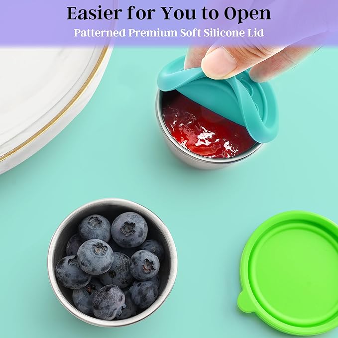 6x1.6 Oz Salad Dressing Containers With Lids, Small Leakproof Reusable Stainless Steel Salad Dressing Container To Go For Lunch Boxes,Sauce containers, Picnics,Travel Meal Prep And Kitchen Storage.