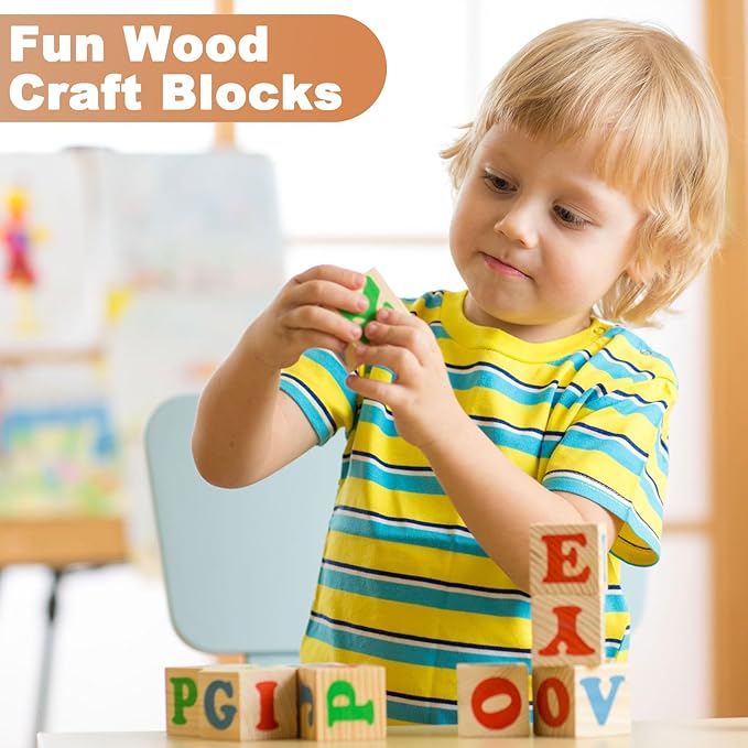 Barydat 100 Pcs 1 in Wooden Cubes, Unfinished Wooden Blocks for Crafting Natural Craft Wood Square Blank Cube for DIY Project Baby Showers