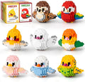 HIGH GODO Bird Parrot Building Sets for Adults, 8 Pack Mini Birds Animal Party Favors for Kids 8-12, Goodie Bag Stuffers, Small Prize Toys Classroom Gifts for Teens Girls Boys