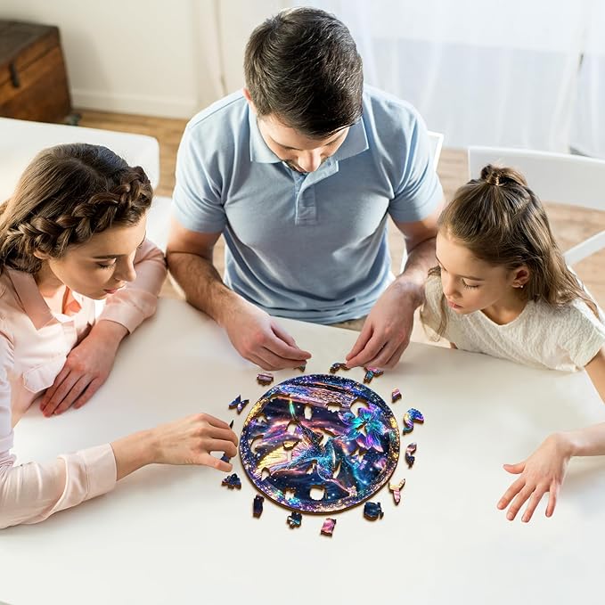 Wooden Puzzles for Adults, Hummingbird Wooden Jigsaw Puzzles, Unique Shaped Wooden Puzzle for Adults and Kids, Gifts for Family or Friends for Any Holiday.（11.4 * 11.4 in 193pcs）