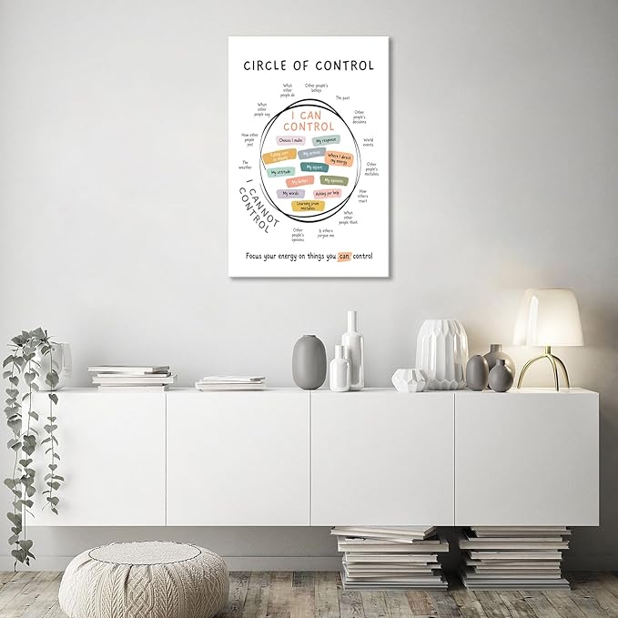 Circle Of Control Poster What I Can And Cannot Control Therapy Office Wall Art Kids Mental Health Poster Calm Down Corner School Decor 16x24in Framed