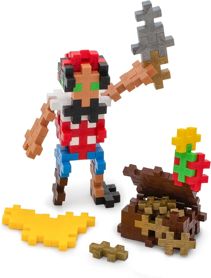 PLUS PLUS 3D Figure Building Block Set, Fun Stem Toys for Kids, 70 Interlocking Pieces - Pirate Mini Maker Tube
