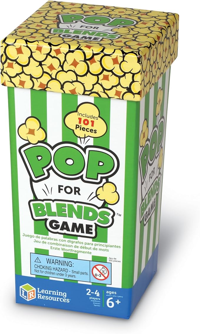 Learning Resources Pop for Blends Game,Phonics Game, 2-4 Players, 92 Cards, Ages 6+