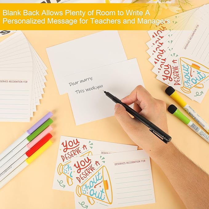 50Pcs Shout Out Card, Appreciation Cards for Teachers Students Employees Office Staff, Kudos Cards Team Classroom Good Behavior Incentive, Motivational Card for School or Workplace (Speaker)