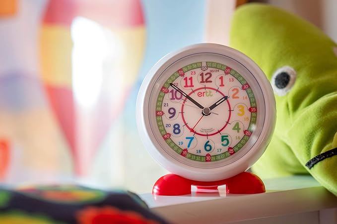 EasyRead Time Teacher Alarm Clock Kids - Telling Time Teaching Clock - Boys & Girls Alarm Clock With Rainbow 24 Hr Face & Night Light - Bedroom Clock - Kids Analog Alarm Clock 2 Step Learning System
