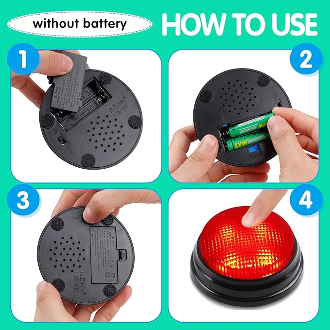 BEAN LIEVE 6-Pack Game Buzzers - Team Answer Buzzers with Lights and Sound Classroom Buzzers Buzzer Buttons for Game Show Develops Social Skills