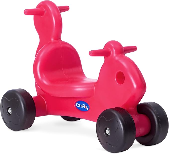 Careplay 2-in-1 Squirrel Push & Ride-on Toy, Indoor & Outdoor Use, Low Profile Seat, Recommended for Children up to 50lbs, Durable Construction, Made in The USA (Red)