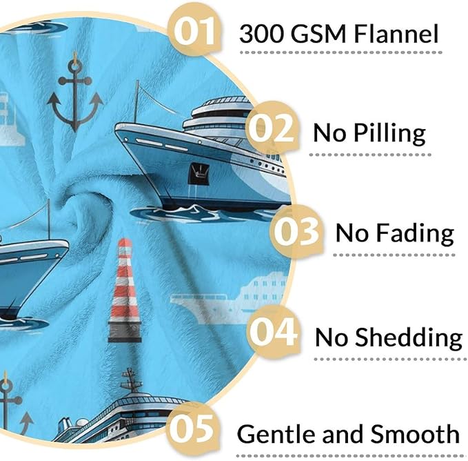 Blanket for Kids Adults Boys Ship Throw Blankets, 30x40 Inches Comfy Ship Cute Decor Throw for Sofa Chair Couch Bed