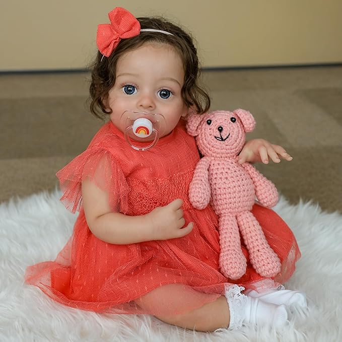 SCOM Lifelike Reborn Baby Dolls - 20 Inch Realistic-Newborn Baby Doll Girl Silicone Real Life Baby Dolls with Soft Weighted Body, Poseable Real Baby Reborn Gift Toy for 3+ Years Old Kids