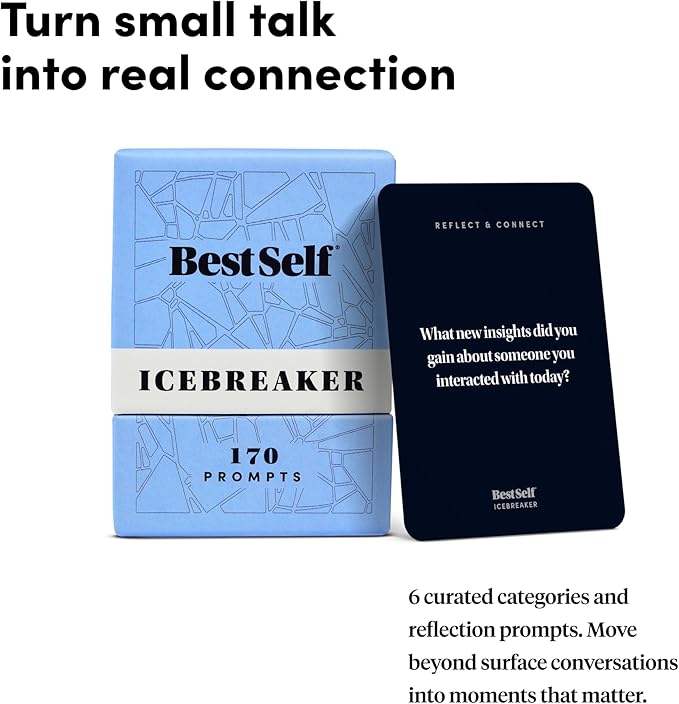 BestSelf Icebreaker Card Deck – 170 Conversation Starters to Spark Meaningful Connections | Ice Breaker Game for Adults, Friends & Couples | Date Night, Team Building & Family Card Game