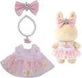 Pink 17cm Doll Clothes Set 3-Piece Doll Dress Set with Necklace and Bow Decor Accessories Clothes Only