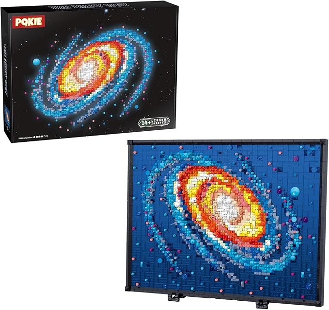 PQKIE The Milky Way Galaxy Micro Mini Building Set for Adults, 2438Pcs 3D Wall Art Building Toy for Home Office Decor, DIY Space Decor Kits with Display Stand,Creative Birthday Gift Toy for Kids Teens