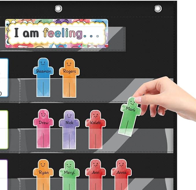 Feeling and Emotions Pocket Chart for Classroom Management Feelings Emotions Tracker for Kids Toddler Back to School Supplies Recognition Tool