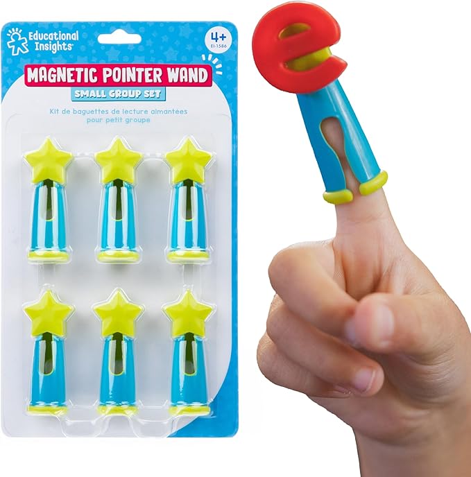 Educational Insights Magnetic Pointer Wand Small Group Set - Pointers for Classroom, Magnetic Wands for Kids, Reading Manipulatives and Teacher Tools, Preschool Classroom Pointer Finger Stick, Ages 4+