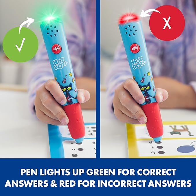 Educational Insights Hot Dots Pete The Cat Preschool Reading & Math Workbook - Preschool Workbooks with Interactive Pen, Homeschool Learning Books, Build Toddler Reading & Math Skills, Ages 4+