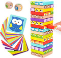 Nene Toys Wooden Tumble Tower Game with Animals & Colors, 4-in-1 Educational Family Board Game for Kids Ages 3-9, Creativity & Cognitive Skills Booster - Gift for Boys Girls 3+ Years