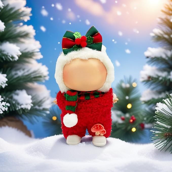 Doll Outfit Clothes Set for 17cm Dolls, Cute Dolls Accessories, Premium Fashion Hat Overalls Sweater Bag Dress Jumpsuit, Christmas Set, NO Doll.(Christmas D11)