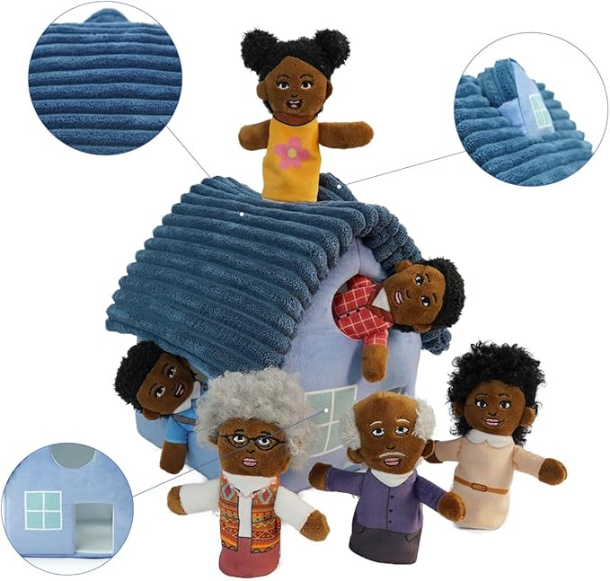 Finger Puppet Family Finger Puppet,6pcs Cute Puppet Mini Plush Toys Teaching Show,Soft Puppet for Kids Family Role Playing (African Home)