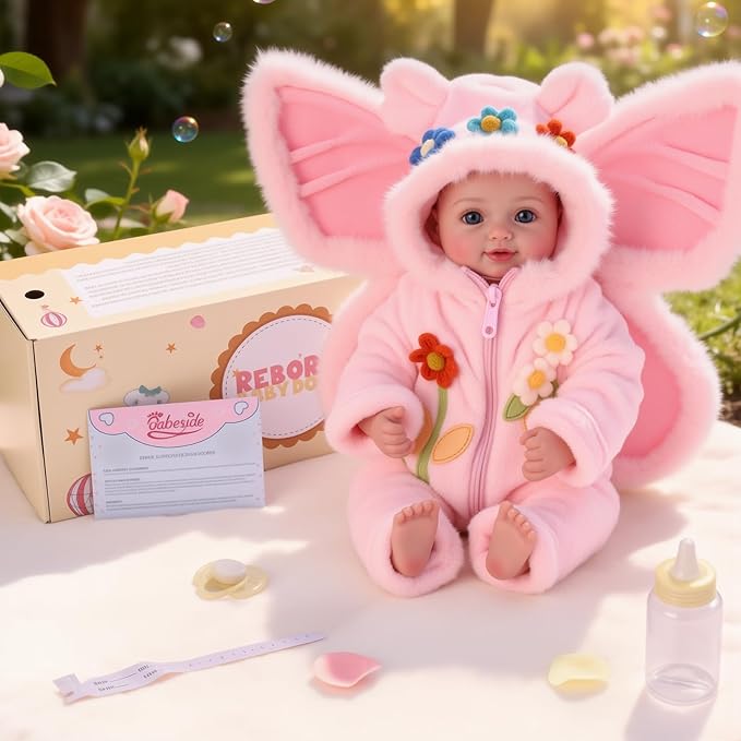 BABESIDE Baby Doll Girl - 17-Inch Soft Body Realistic Baby Doll with Blue Eyes and Fairy Outfit Real Life Baby Dolls for 3 4 5 6 7 8 9 Years Girl Birthday Gifts, Pretend Play, Christmas & Collection
