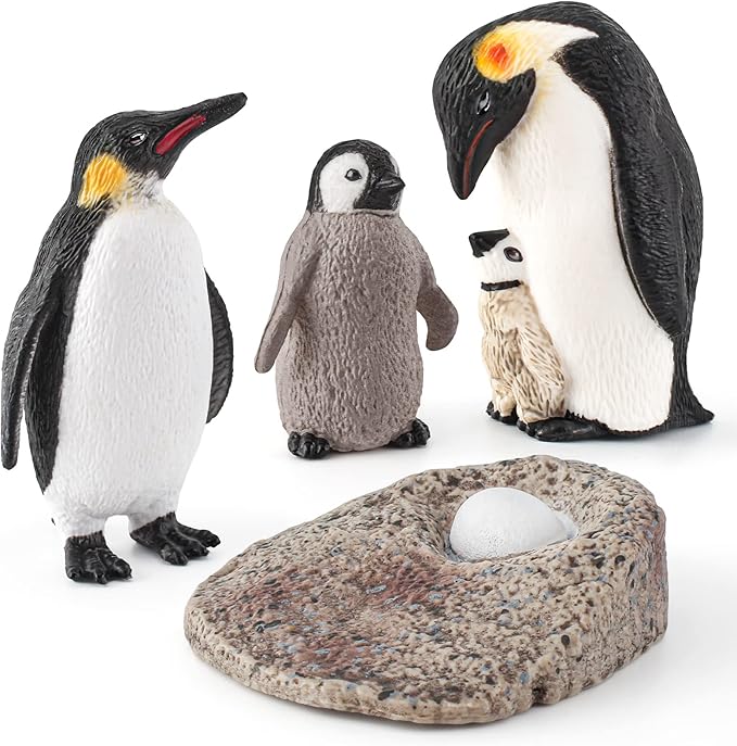 4PCS Penguin Lifecycle Antarctica Penguin Figurines Toy Playset Arctic Penguins Early Educational Toys Cake Decoration Christmas Birthday Party Supplies Decor