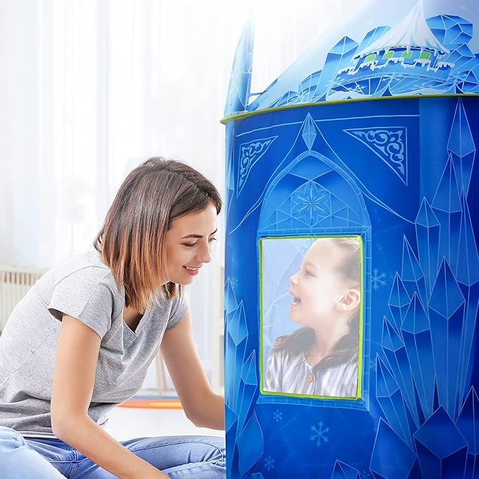 Princess Play Tent, Frozen Toy for Girls, Ice Castle Kids Tent Indoor and Outdoor, Large Imaginative Playhouse with Carrying Bag for 1 2 3 4 5 6 7 8 9 Years Old Girls, Christmas & Birthday Gift