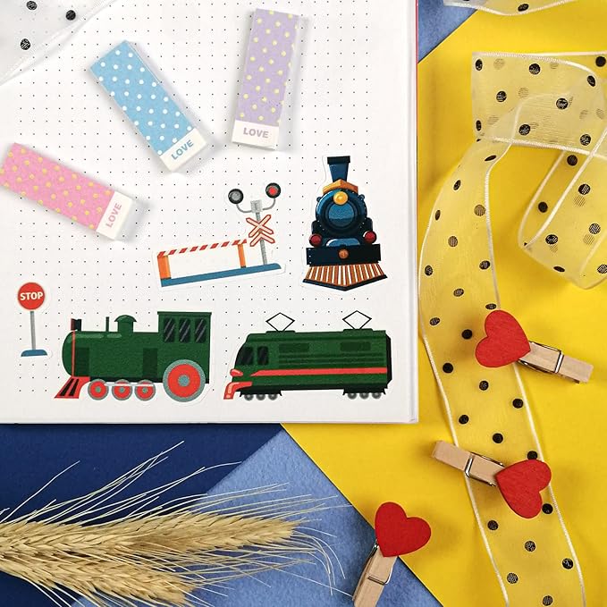 BulbaCraft 100 Pcs Train Stickers & Decals - Train Party Favors - Gifts for Women & Men