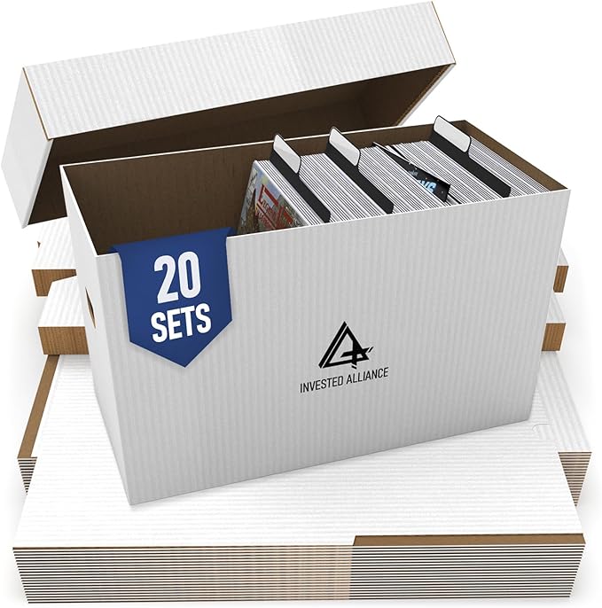 Premium Short Comic Book Storage Box (20 Pack - White). Thick Cardboard Comic Book Box/Cabinet. Comics Books Bin for 150-175 Collectibles. Comics Boxes Storage Case/Cabinet to Showcase Collectibles.