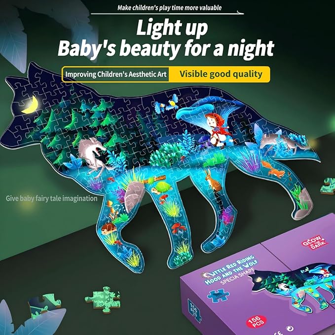 OLMZIHYVD Floor Puzzles for Kids Ages 3-5, 106 Pieces Glow in The Dark Whale Puzzle, Educational Gifts for Boys Girls and Animal Lovers, Ideal for Indoor and Outdoor Play, 27.8" × 21.5"