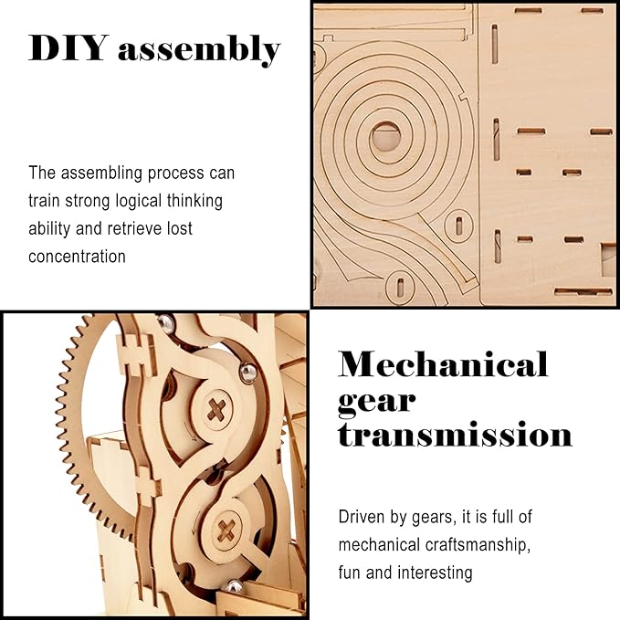 Solar 3D Wooden Puzzle Marble Run DIY Model Kit Craft Sets Wood Mechanical Toys Experiments Projects Birthday Gift for Adult Men Age 14+ Years Old