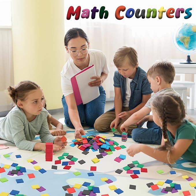 Coopay 1000 Pcs Foam Square Color Tiles, Math Counters, Sorting Colored Foam Squares Math Counting Manipulatives, Game Tokens, Bingo Chips, Classroom Crafts for Kids Learning Development Toys