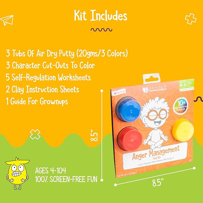Open The Joy Anger Management Play Kit - Empowering Children to Understand and Manage Anger Through Play and Therapeutic Techniques - Ages 4-6+